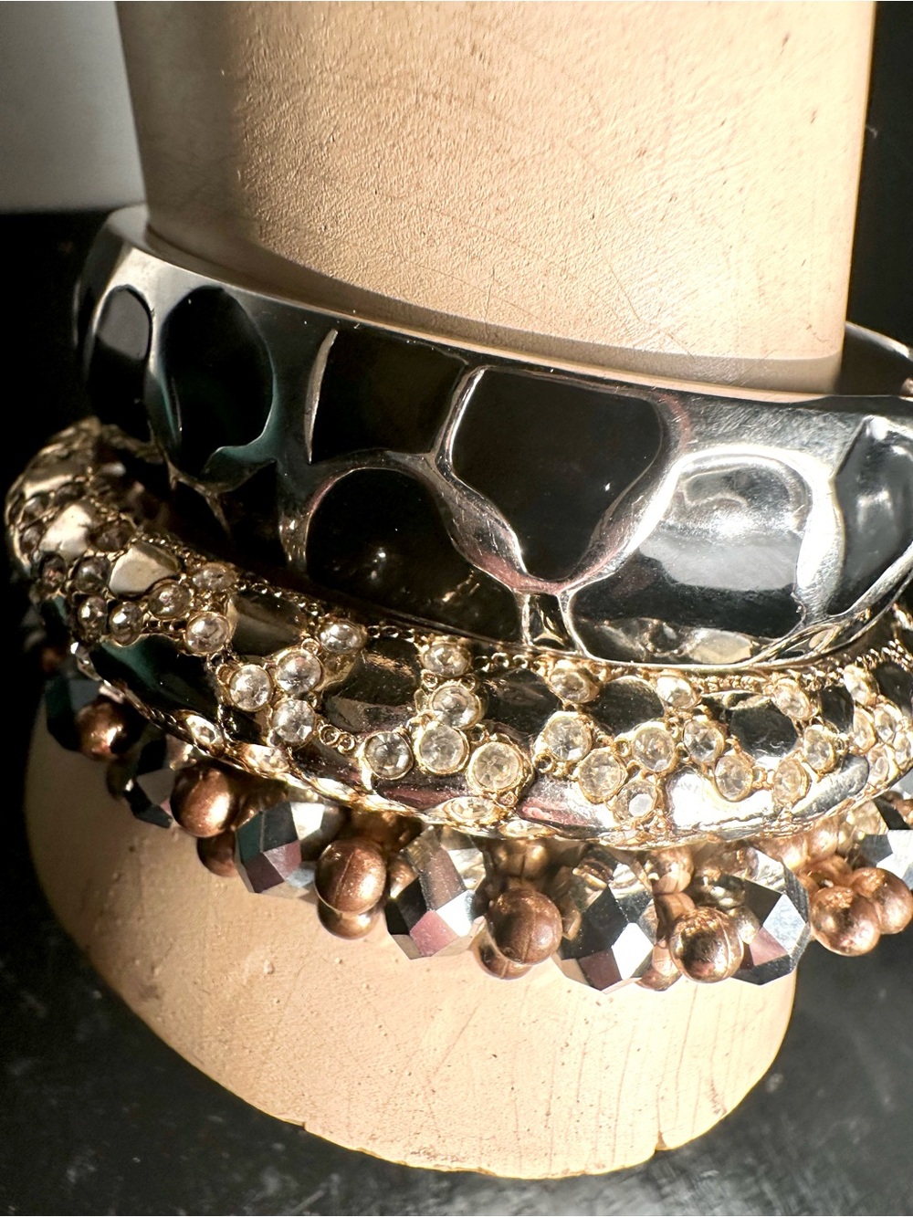 3pc Croc Snakeskin Hinged Bangle Bracelet Lot Y2K Animal Print Clamper